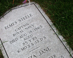 The replacement tombstone for Elmes Steele and his young daughter Eliza Jane Cemetery