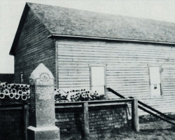 The old wooden Salem Presbyterian Church was used from 1859 to 1922. Photo of church