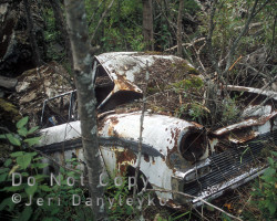 A derelict vehicle pushed into one of the pits Photo of car