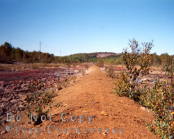 Another view of the roast yards. Note the presence of nickel oxide in bright red Photo of roast yards