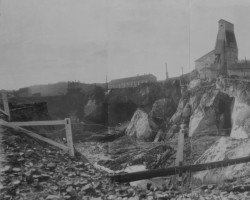 Panoramic view of the cave-in, October 1927 Photo of cave-in